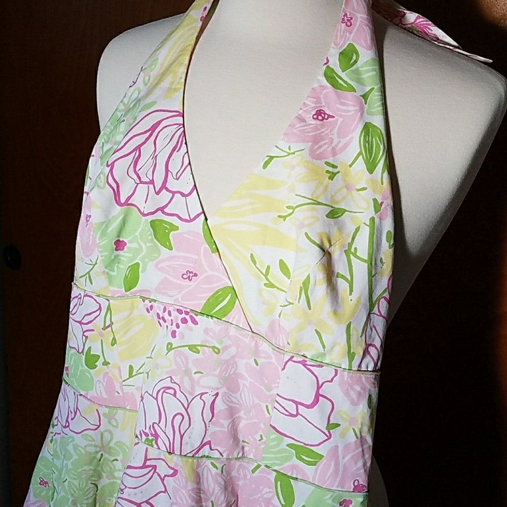 Lilly Pulitzer Palm Beach pink halter dress size 2